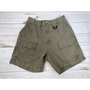 Columbia PFG Women's Med. Cargo Shorts Tan Pockets Hiking Outdoors Elastic Waist